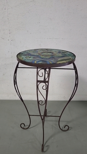 Metal Glass Top Plant Stand