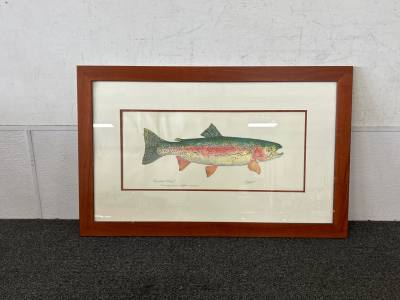 31&rdquo;x 20&rdquo; Framed Rainbow Trout Wall Art