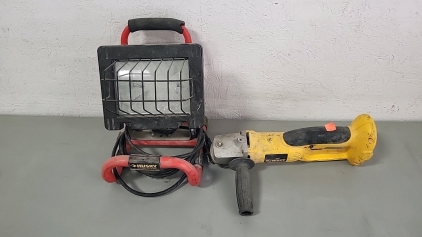 Working Husky Floor Light with Dewalt Angle Grinder