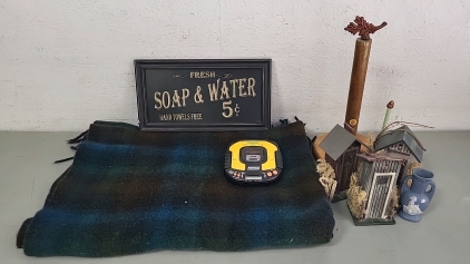 Paper Towel Stand, Throw Blanket, Miniature Outhouses and More