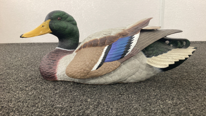 Hand Painted And Signed Duck Statue