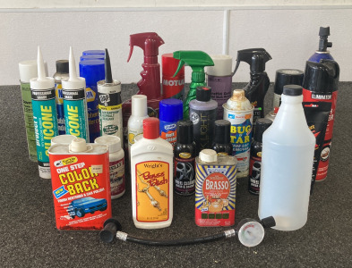 Tote Of Auto Cleaning Chemichals And More