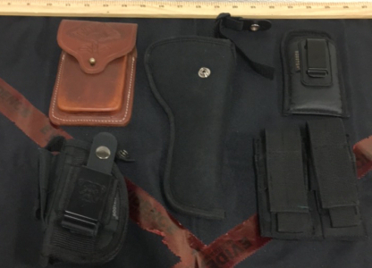 (2) Houston Brand Magazine Holsters (1) Gunmate Holster (1) Bulldog Holster (1) Classic Old West Holster