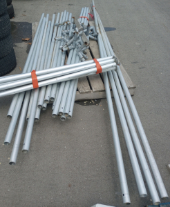 Pallet Of Aluminum Pieces To A Large Canopy