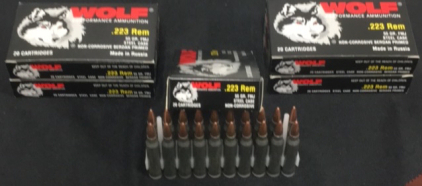 (5) Boxes Of (20) Wolf Ammo .223 REM FMJ Ammunition