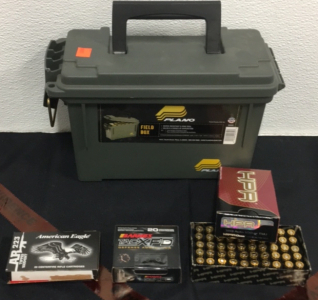 (20) American eagle .223 Tipped Varmint Ammunition (20) Barnes Tac-XPD .380 Auto Ammunition (50) HPR Hyperclean .380 Auto Ammunition (1) Plano Field Box