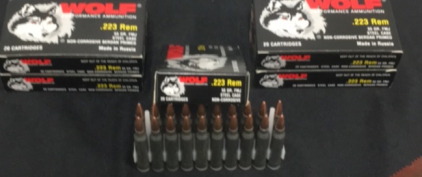 (5) Boxes Of (20) Wolf .223 REM FMJ Ammunition