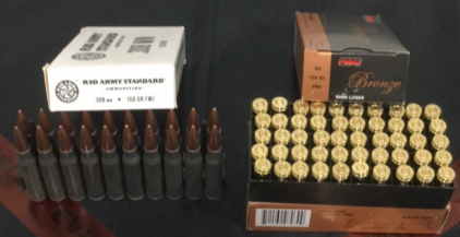 (2) Boxes Of (50) PMC Bronze 9mm Luger Ammunition (1) Box Of (20) Red Army .308 Ammunition