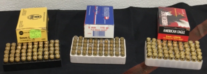 (1) Box Of (50) UMC 9mm Ammunition (1) Box Of (50) Ultramax 9MM Ammunition (1) Box of (50) American Eagle 9MM Ammunition