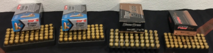 (2) Boxes Of (50) Aguila 9mm Luger Ammunition (1) Box Of (50) Blazer Brass 9mm Luger Ammunition (1) Box Of (50) PMC Bronze 9MM Luger Ammunition