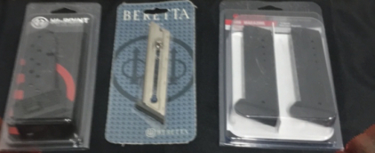 (2) Ruger 17-Round 9MM Luger Magazine&rsquo;s (1) Hi point 10-Round C9 and cf380 magazine (1) Beretta 10-Round .22lr magazine
