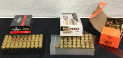 (1) Box Of (50) Herters .45 ACP Ammunition (1) Box Of (50) HSM .45 Acp Ammunition (1) Box of (41) Tulammo Brassmaxx .45 Auto Ammunition