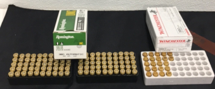 (1) Box Of (100) Remington UMC .380 Automatic Ammunition (1) Box Of (22) Winchester.380 Auto Ammunition