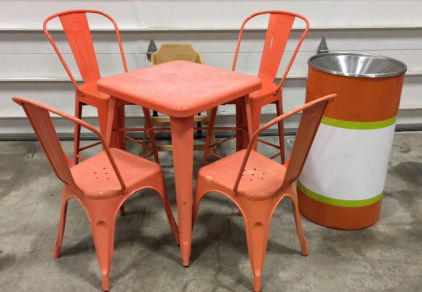 Table & Chairs w/ Trash Can and High Chair