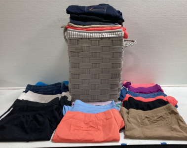 Women&rsquo;s Bottoms Size 3XL: (6) Capris, (14) Shorts, Laundry Basket