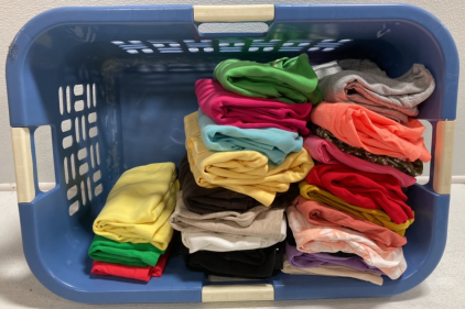 (21) Women&rsquo;s Short Sleeve Shirts - 2XL-3XL, (3) Women&rsquo;s Tank Tops 2XL, Laundry Basket