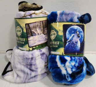 (2) American Heritage Raschel Throw Blankets