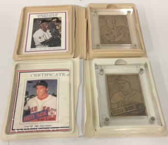 (1) Higland Mint Michael Jordan Limited Edition Brinze Baseball Card (1) Highland Mint Roger Clemens Bronze Card