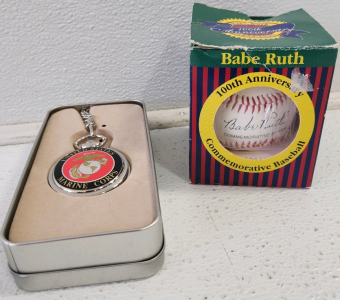 100th Anniversary Bath Ruth Baseball, Marine Corps Pocket Watch