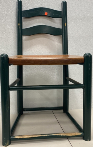 (1) 32”x17” Green and Brown Wooden Chair