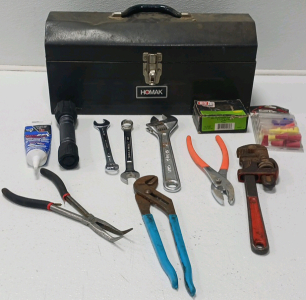 Metal Homak Toolbox Including A Few Various Tools