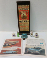 1930's Powder Puff Music Box, Vintage Chevrolet Ads, Union Pacific Ceramics And Other Vintage Items