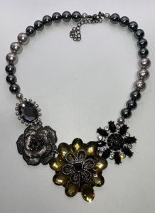 (1) IMAN Gemstone And Tahitian Pearl Necklace.