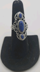 Triple Lapis Lazuli .925 Ring