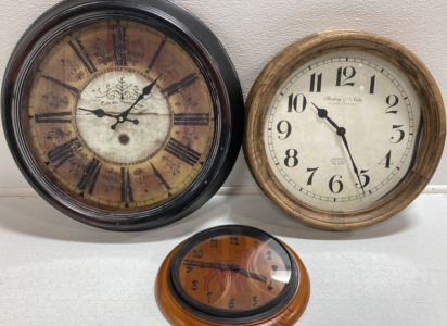 (3) Decorative Wall Clocks