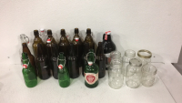 (16) Glass Bottles-(6) Konn Jars