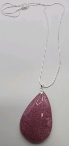 105.45ct. Red Dragon Veins Agate Gemstone Teardrop .925 Necklace