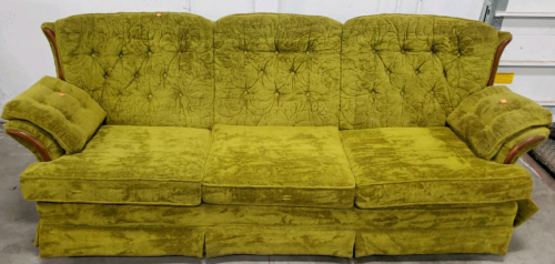 Vintage Green Felt Couch