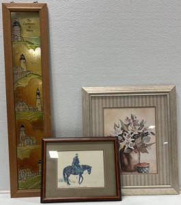 Light House Stained Glass And (2) Other Pictures