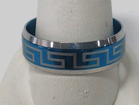 Silver And Blue Toned Men's Ring