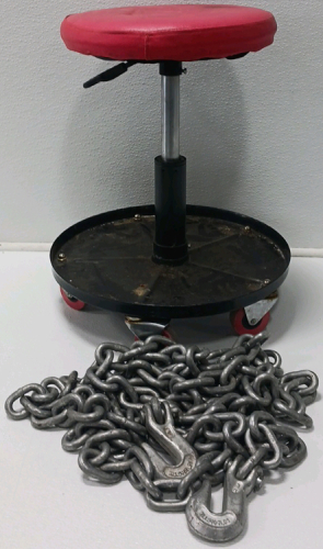 Mechanic's Rolling Stool And Tow Chain