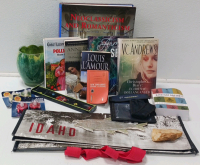 (8) Books, Reusable Bag, Flame- Less Candles And Other Personal Items