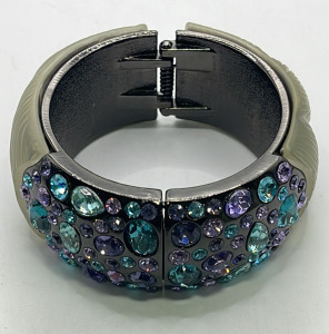 (1) Aquamarine And Purple Gemstone Ladies Bangle Bracelet
