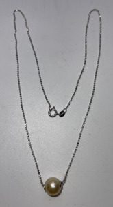 (1) Pearl Silver Necklace .925