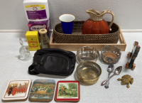 Gold Tone Frog, Wood Painted Horse, Silver Dishes, MiraLax and ClearLax, Decorative Coasters, Fanny Pack, Ceramic Pitcher Vase and more