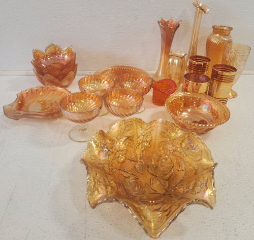 Gold/Orange Glass Dish Set