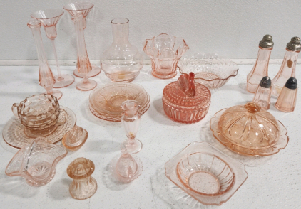 Pink Glass Dish Set