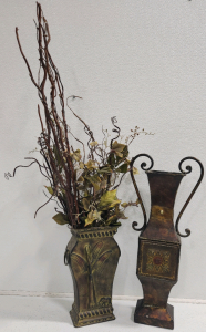 (2) Decorative Vases, Artifical Plants