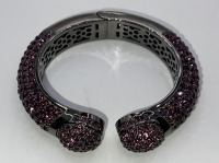 (1) Vintage Big Pave Pink Rhinestone Black Rhodium Bangle Bracelet