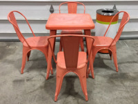 Metal Table and Chairs w/ Trash Can