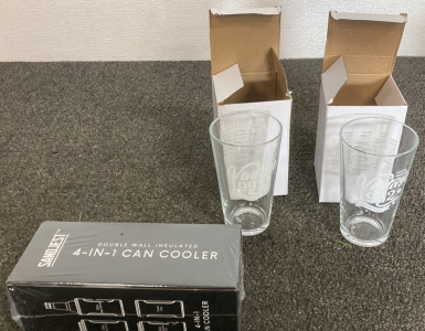 Sandjest 4-In-1 Cooler New In Box With 2 New In History Glasses With Box