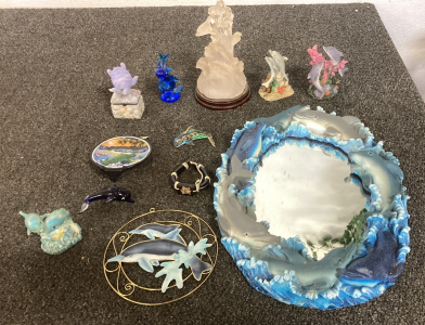 Glass Dolphins And Turtles One Set Broken Inspect For Condition