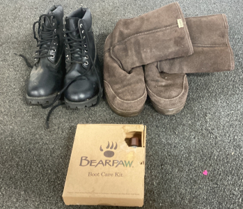 Bearpaw Boot Care Kit Complete And Boots, 1 Pair Dexrer Boots Size 6-1/2 W