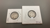 1941 & 1942 Mercury Dimes— Unverified