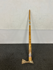 Brass Longhandle Hatchet with Decorations