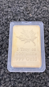 One Troy Ounce 999 Gold Plated Bar— Unverified